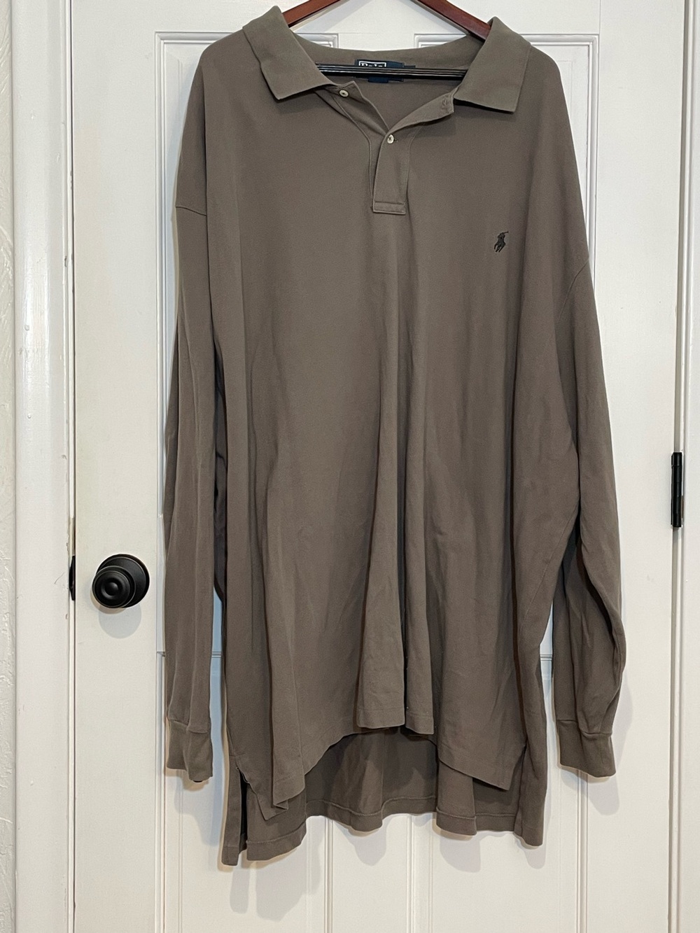 Polo Ralph Lauren Men’s 5XB Big Long Sleeve Polo Shirt Brown 100% Cotton Pony